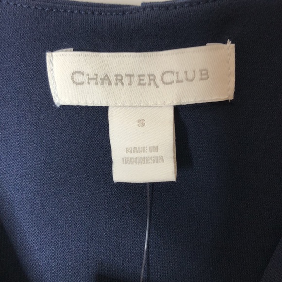 NWT Charter Club Faux Wrap Stretch Dress Blue Small S New with Tags NWT - Picture 2 of 10